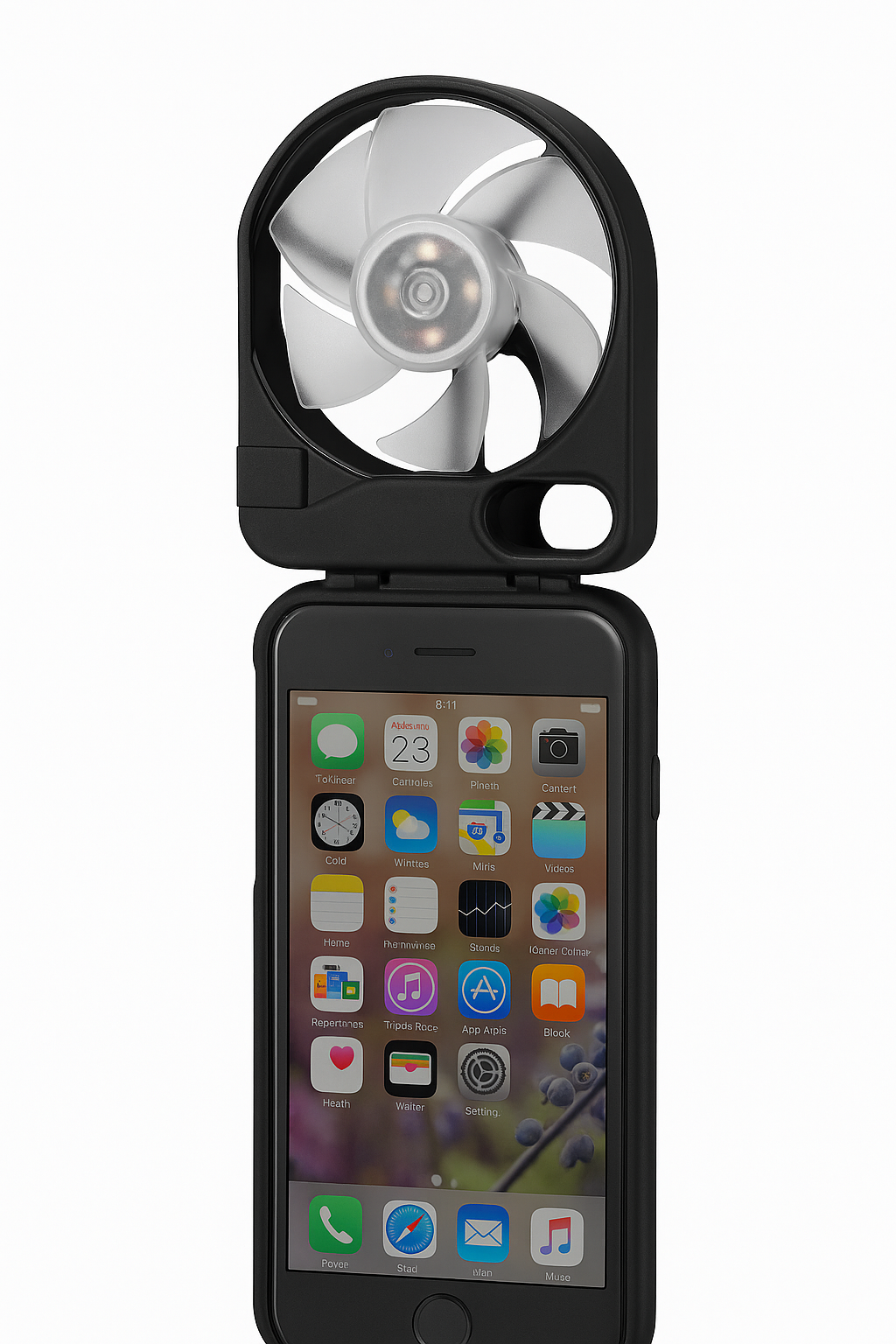 Cooling Built in Fan for Body, Face, Hair iPhone SE and iPhone 8 Case Black