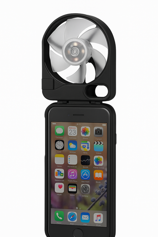 Cooling Built in Fan for Body, Face, Hair iPhone SE and iPhone 8 Case Black