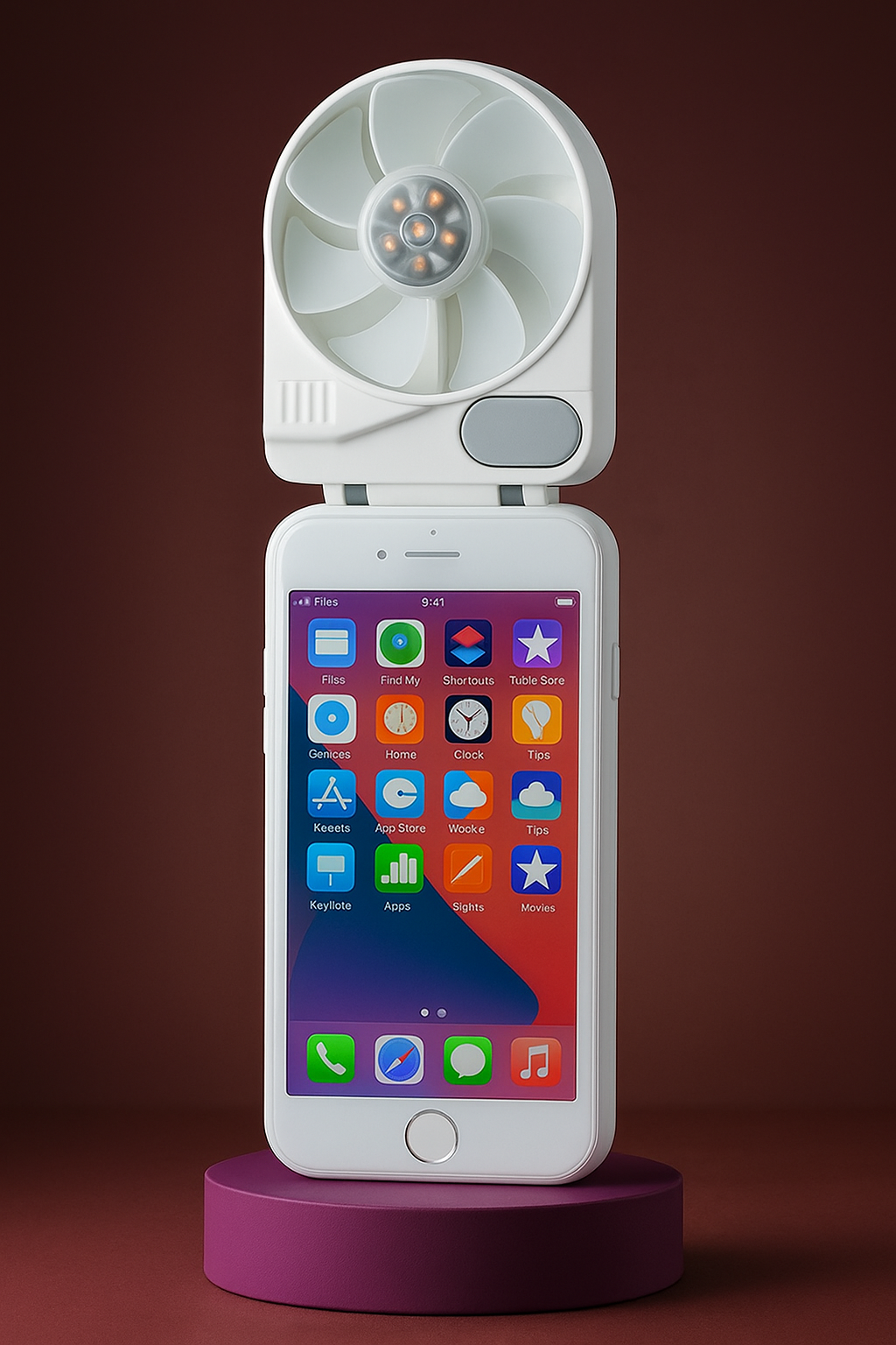 Cooling Built in Fan for Body, Face, Hair iPhone SE and iPhone 8 Case White