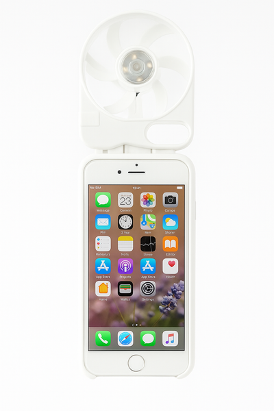 Cooling Built in Fan for Body, Face, Hair iPhone SE and iPhone 8 Case White