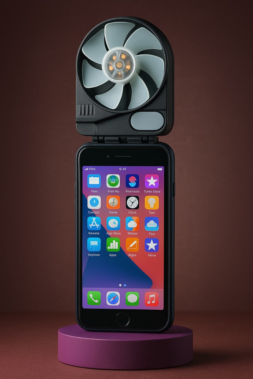 Cooling Built in Fan for Body, Face, Hair iPhone SE and iPhone 8 Case Black